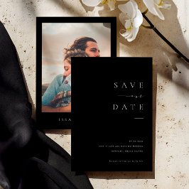 ISSA Black Elegant Save the Date Invite with Photo Inbjudningar