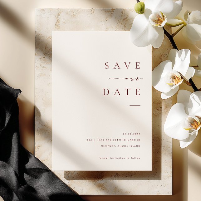 ISSA Bugundy Elegant Save the Date Photo Invite Inbjudningar (Skapare uppladdad)