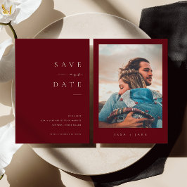 ISSA Bugundy Elegant Save the Date Photo Invite Inbjudningar