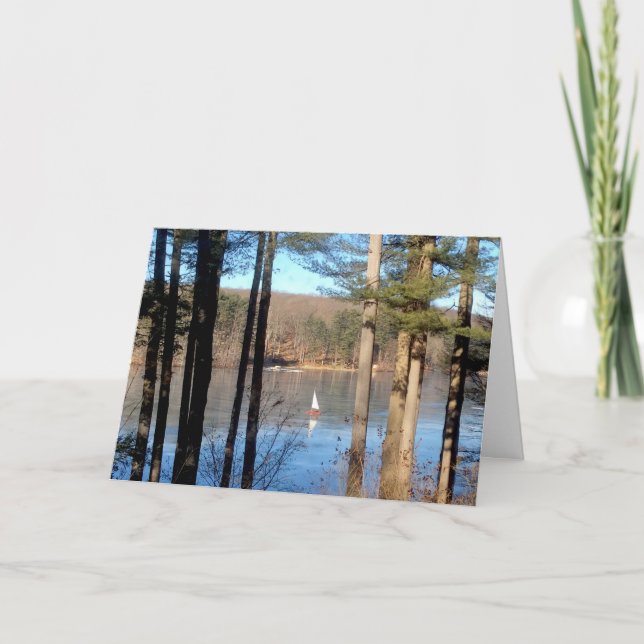 Issegling vid Sjö — Helgkort (Framsida)