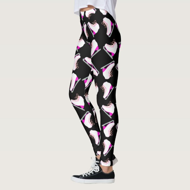 Isskal, Rosa Mönster Figur Skalat svart Leggings (Vänster)