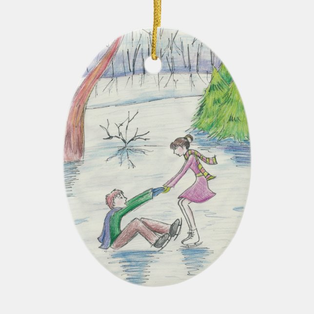 Isskater Julgransprydnad Keramik (Framsidan)
