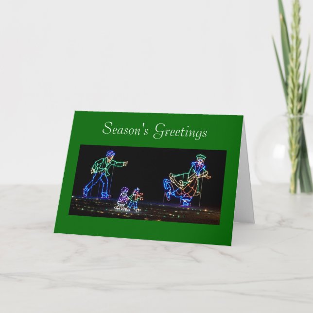 Isskater tänder visning för jul helgkort (Framsida)