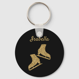 Isskridskor från isfiskekedjan guld glitter nyckelring