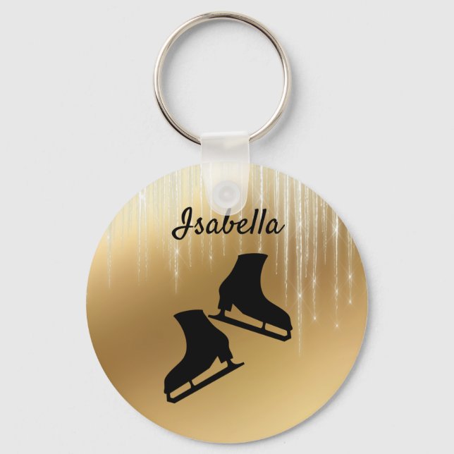 Isskridskor i isskålen Guld Nyckelring (Framsida)