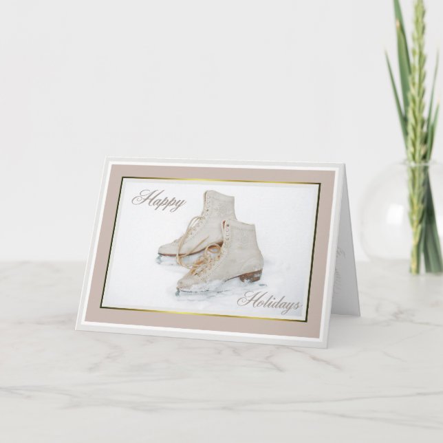 Isskridskor Julhälsningar kortet Helgkort (Framsida)