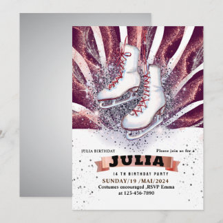 isskridskor med glansig lila violett silver inbjudningar