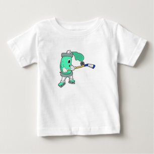 Issprej på ishockey med ishockeyklubba t shirt