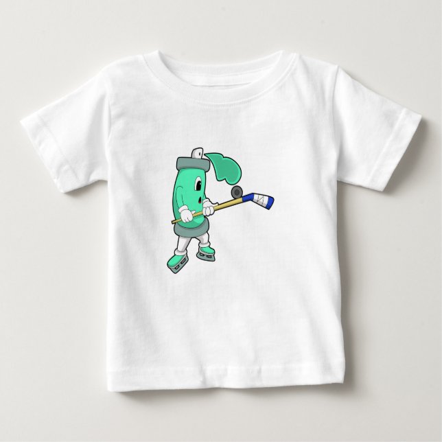 Issprej på ishockey med ishockeyklubba t shirt (Framsida)