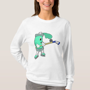 Issprej på ishockey med ishockeyklubba t shirt