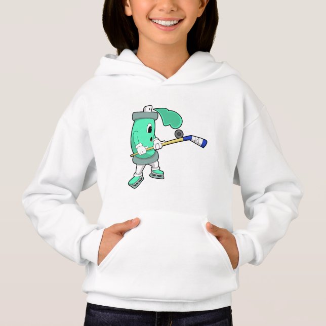 Issprej på ishockey med ishockeyklubba t shirt (Framsida)