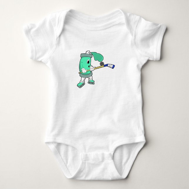 Issprej på ishockey med ishockeyklubba t shirt (Framsida)