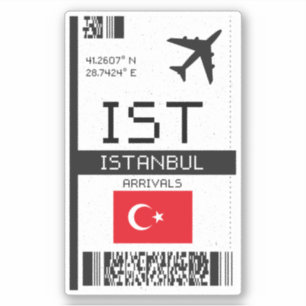 IST Istanbul Boarding Pass - Turkey Travel Klistermärken