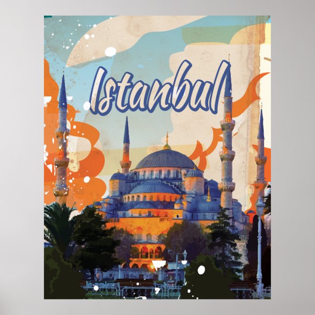 Istanbul Aya Sophia Mosque vintage resor poster (Framsidan)