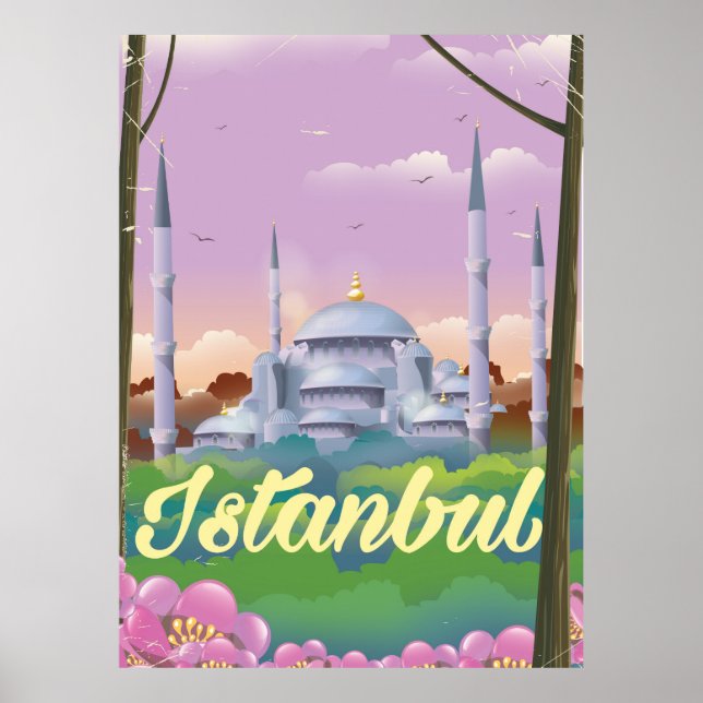 Istanbul blå moské reseinformation affisch (Framsidan)