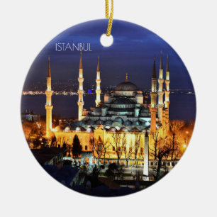 Istanbul Blå moskén Nattvy Landskap Turkiet Julgransprydnad Keramik