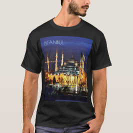 Istanbul Blå moskén Nattvy Landskap Turkiet T Shirt
