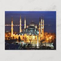 Istanbul Blå moskén Nattvy Landskap Turkiet
