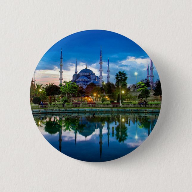 Istanbul blåttmoské i Turkiet Knapp (Framsida)