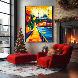 Istanbul Blue Mosque i Abstrakt Favist stil Poster