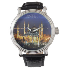 Istanbul Blue Mosque Night Scenery Premium Travel Armbandsur