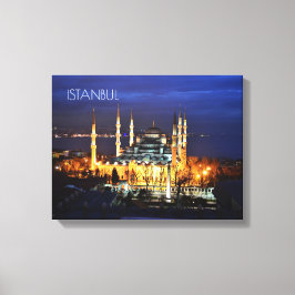 Istanbul Blue Mosque Night Scenery Premium Travel Canvastryck