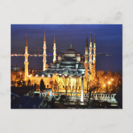 Istanbul Blue Mosque Night Scenery Premium Travel Vykort