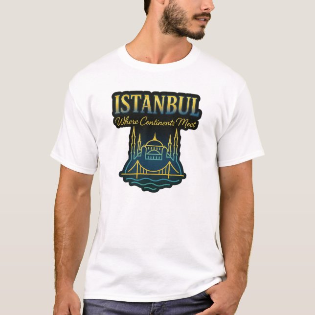 Istanbul Bosphorus Art – Where Continents Meet T Shirt (Framsida)