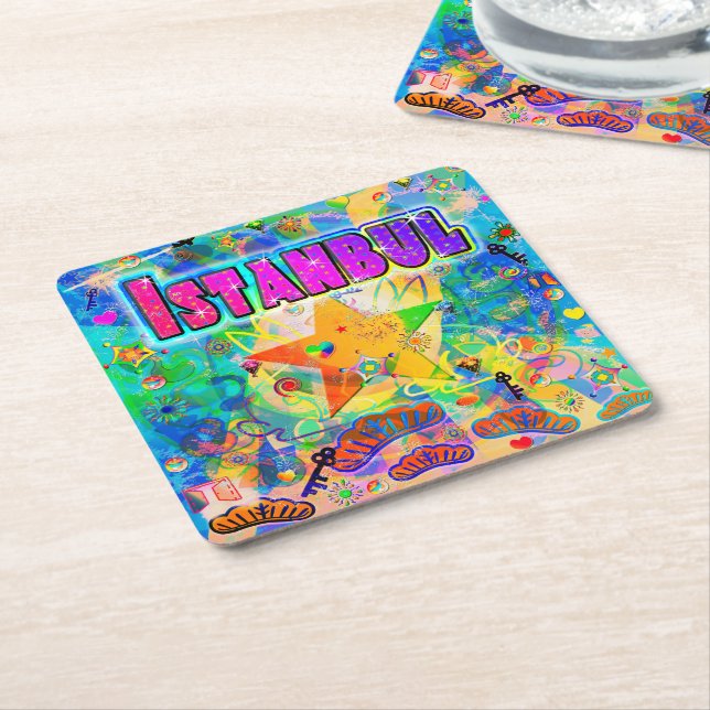Istanbul Epoch Hour-coaster Underlägg Papper Kvadrat (Vinklad)