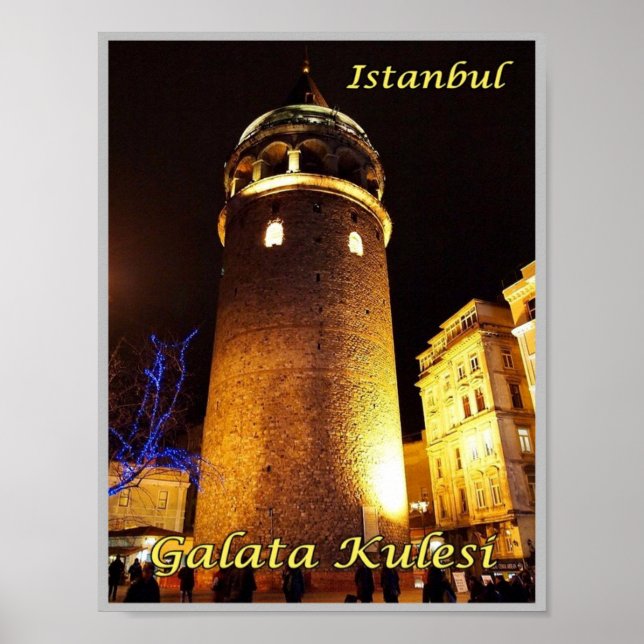 Istanbul - Galata Kulesi på natten - Turkiet - Poster (Framsidan)