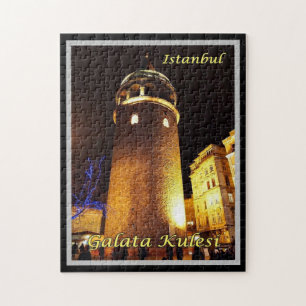 Istanbul - Galata Kulesi på natten - Turkiet - Pussel