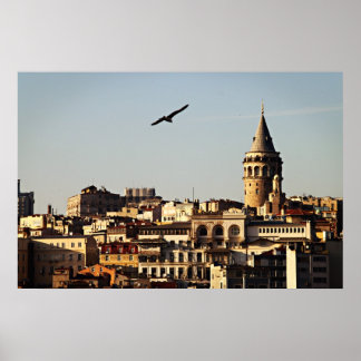 Istanbul - Galata Torn vid Sunset Poster
