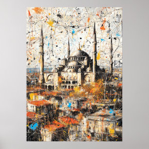 Istanbul Hagia Sofia Abstrakt Drip-målning Poster