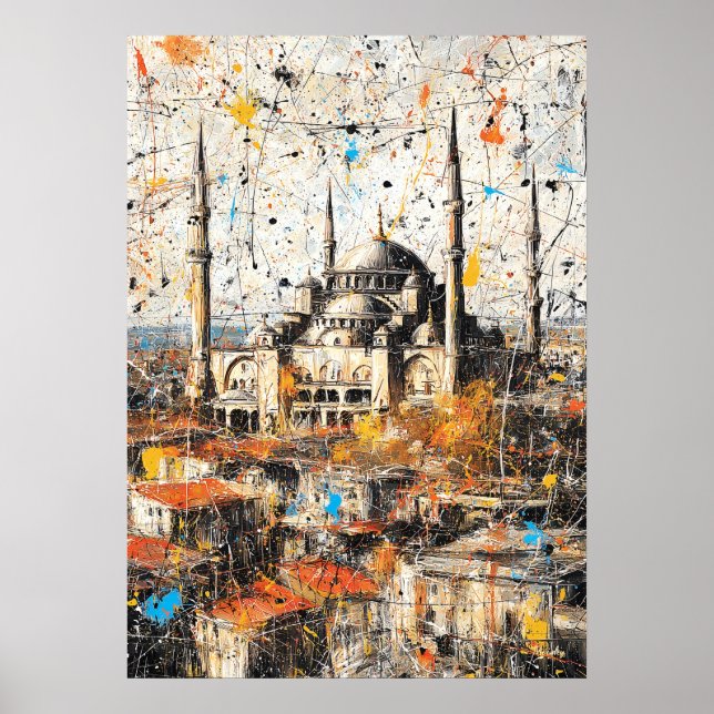 Istanbul Hagia Sofia Abstrakt Drip-målning Poster (Framsidan)