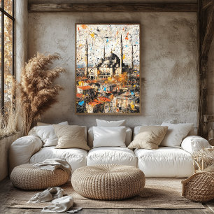 Istanbul Hagia Sophia Abstrakt Drippmålning Poster