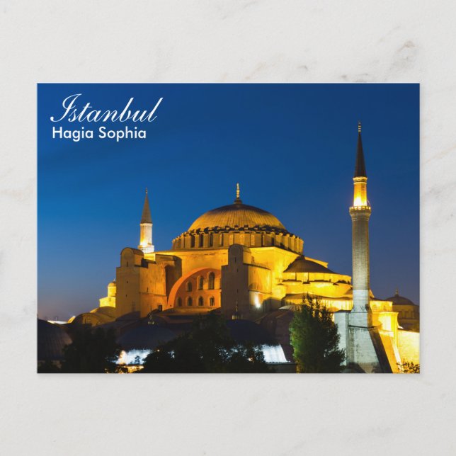 Istanbul - Hagia Sophia in night vycard Vykort (Framsida)