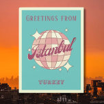 Istanbul Istambul Turkey Retro Vintage Postcard Vykort<br><div class="desc">Istanbul Istambul Turkey Retro Vintage Design med ett disco boll i rosa och aprikopersikor. Detta vackra vykort är ett hälsningskort för Istanbuls invånare,  besökare,  turister eller fläkt.</div>