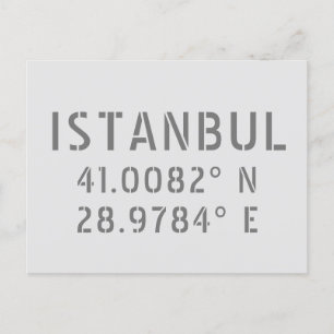 Istanbul Latitude & Longitud-koordinater Vykort