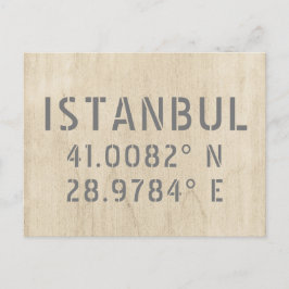 Istanbul Latitude & Longitud koordinerar Wood Vykort