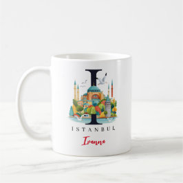 Istanbul Monogram Bokstav I Personligt Gåva Kaffemugg