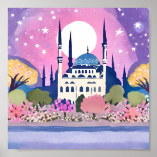 Istanbul Mosque med Minarets Poster