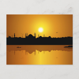 Istanbul och solnedgång vykort