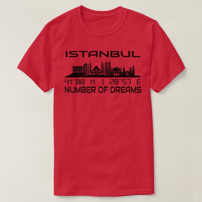 Istanbul Skyline GPS Coordinates Silhouette T Shirt (Design framsida)