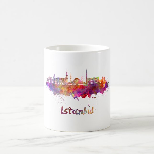 Istanbul skyline in watercolor kaffemugg (Center)