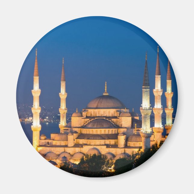 Istanbul - Sultan Ahmed Mosque vid nattmagnet Magnet (Framsidan)