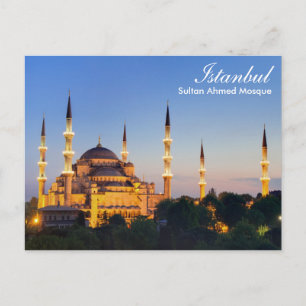 Istanbul - Sultan Ahmed Mosque vid nattvykort Vykort