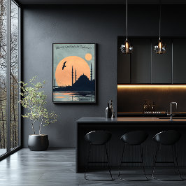Istanbul Sunset - Mosques and Bridges Silhouette Poster