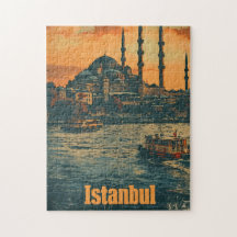 Istanbul Sunset: Vintage Postcard