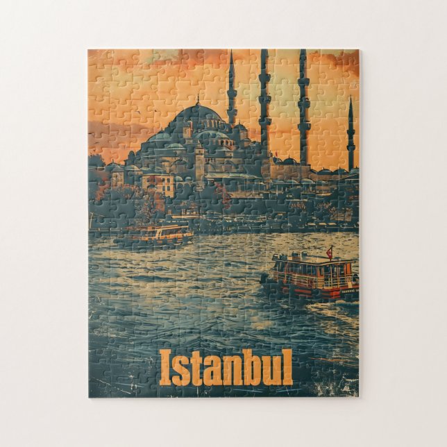 Istanbul Sunset: Vintage Postcard Pussel (Vertikal)