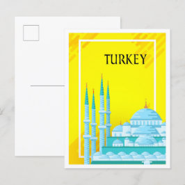 Istanbul Turkey Art Travel Illustration Vykort